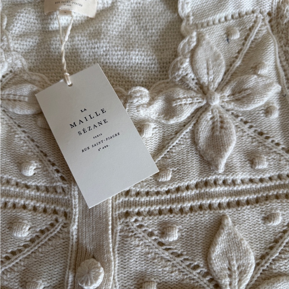 NWT Sézane Gilet Travis Cream Textured Cardigan
